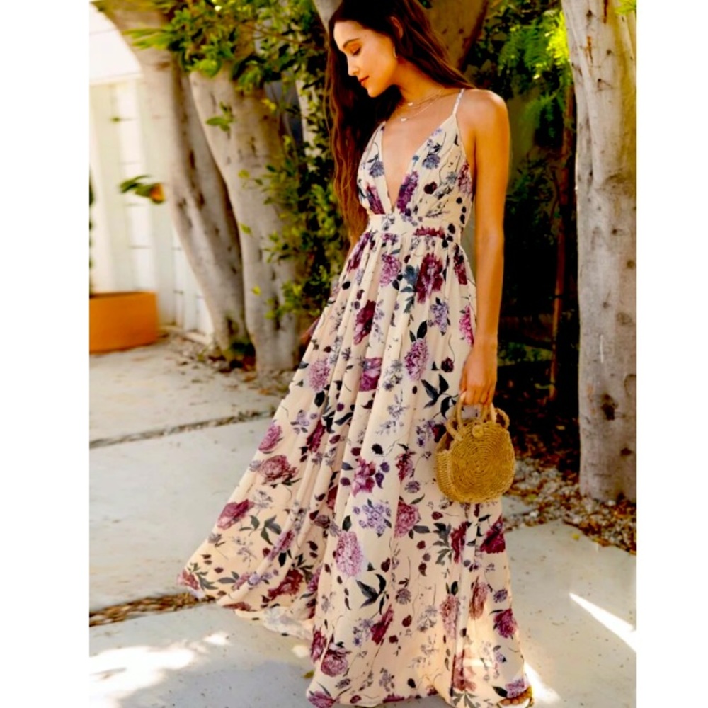 Plunging Neck Crisscross Backless Dress